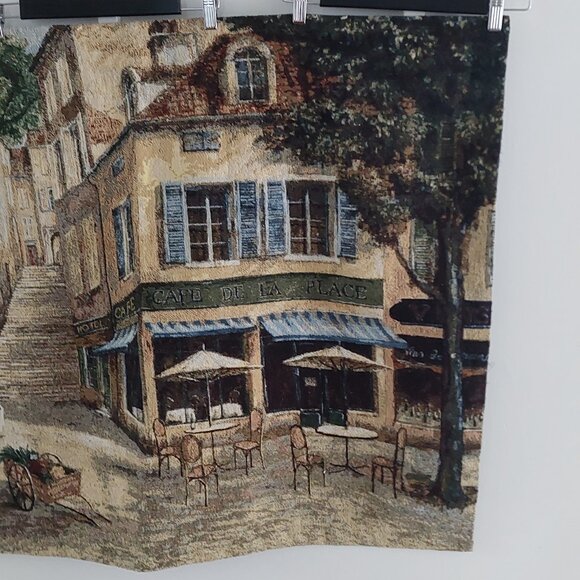 Cafe Wall Hanging Tapestry, Cafe De La Place, 42x35 inch, Horizontal, Rod Sleeve - Picture 8 of 9